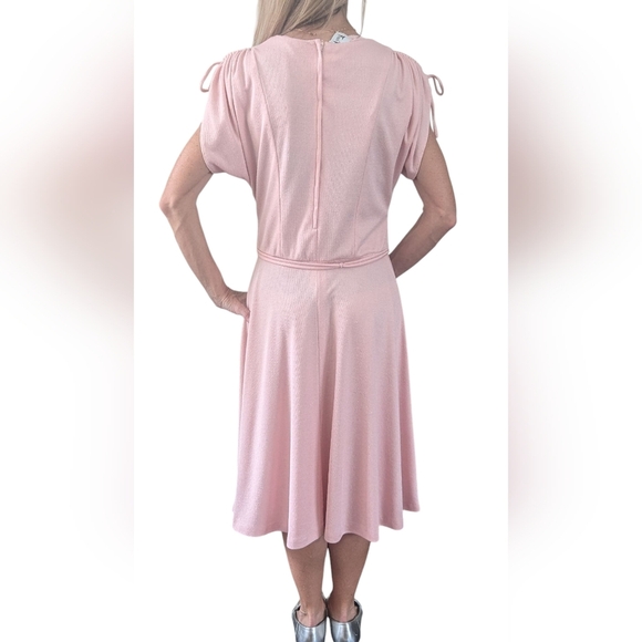 Vintage Fred Rothschild Flirty 70s 80s Pastel Pink Embroidery Full Midi Dress - Picture 2 of 9